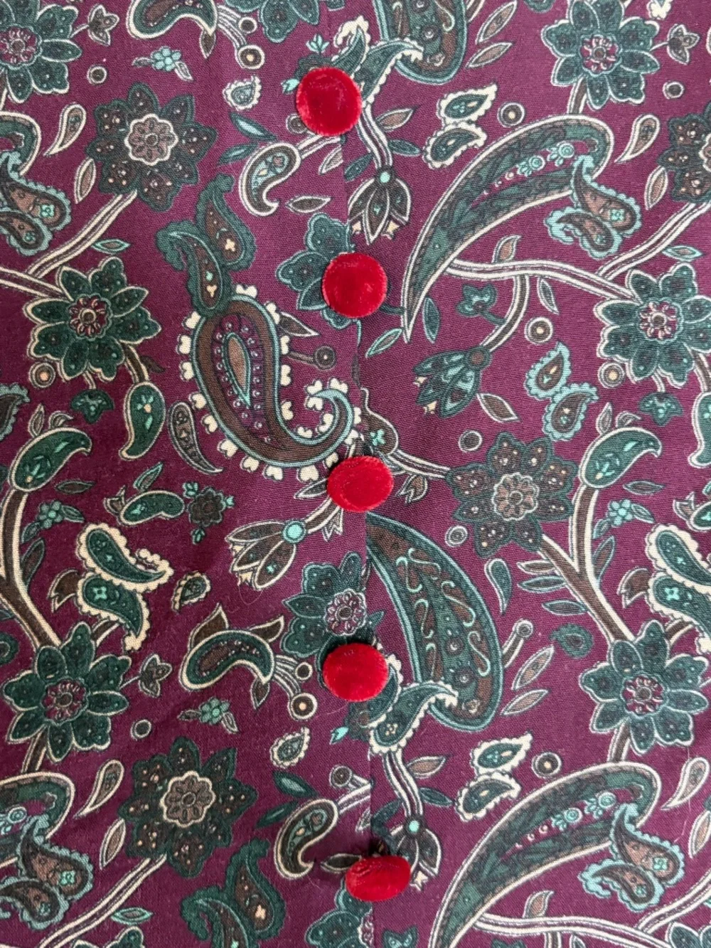 Vtg Halmoed Petites Paisley Smocked Christmas Dress With Velvet Collar/Buttons - Picture 3 of 8